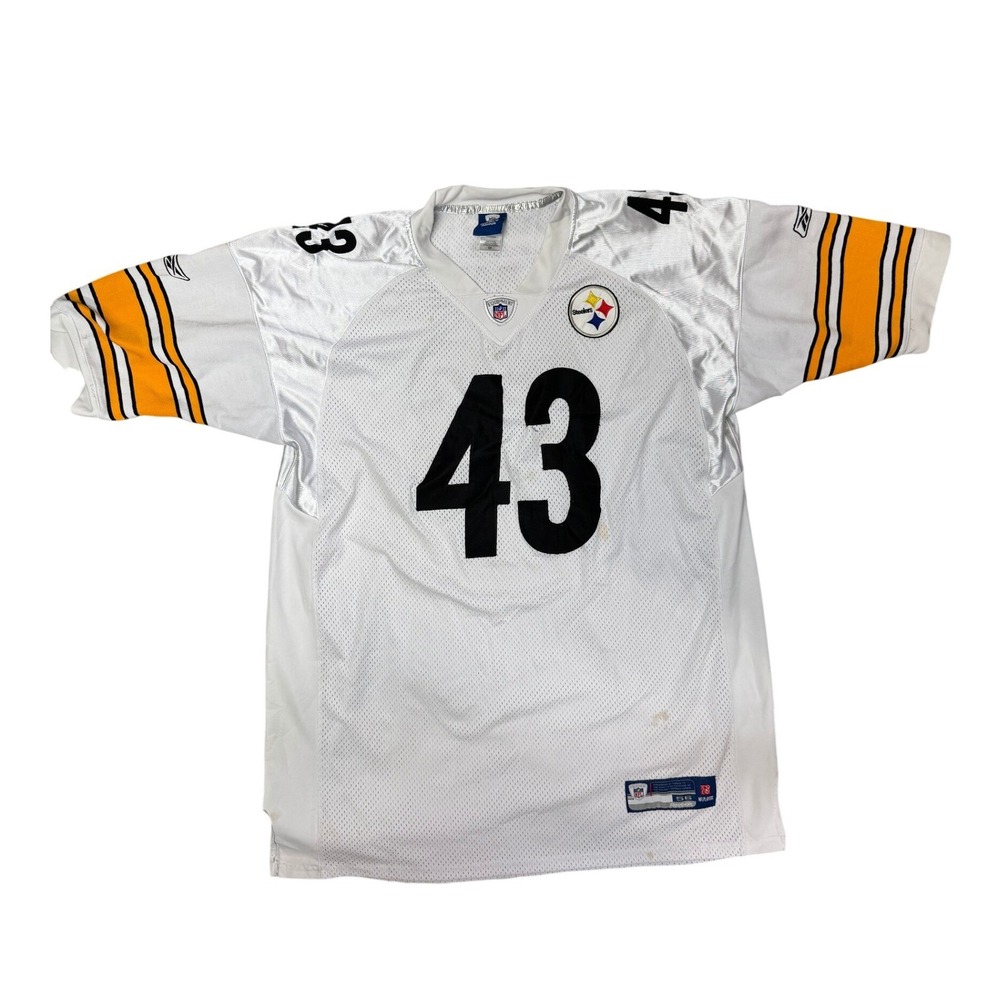 Reebok Pittsburgh Steelers Troy Polamalu 43 Jersey Mens 56 White Stitched NFL
